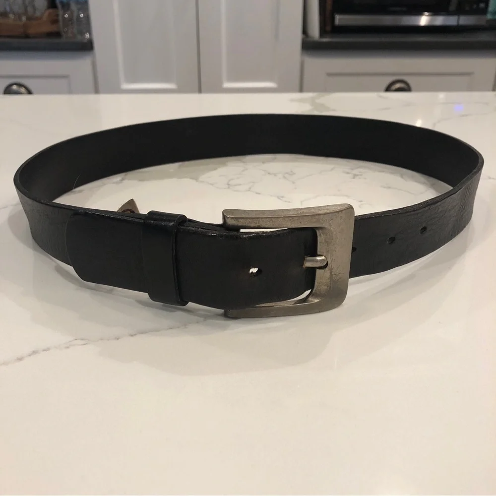 Fossil Vintage Dark Brown Genuine Cowhide Leather Belt Jeans Work Silver Buckle
